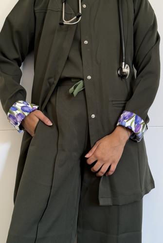 Formal scrub-jacket-زيتي