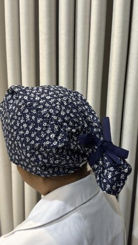 surgical cap- blue flowers