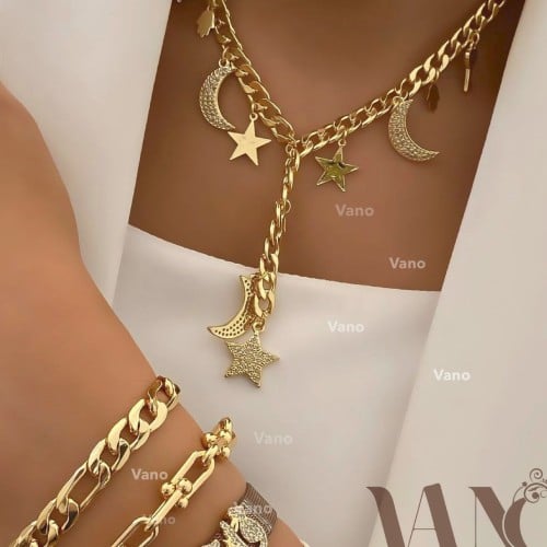 سلسال الهلال مطلي ذهب جودة عالية