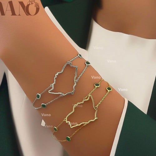 اساور خريطة المملكة مطلية ذهب جودة عالية