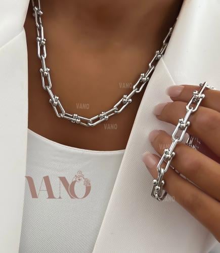 طقم تيفاني فضي مطلي روديوم