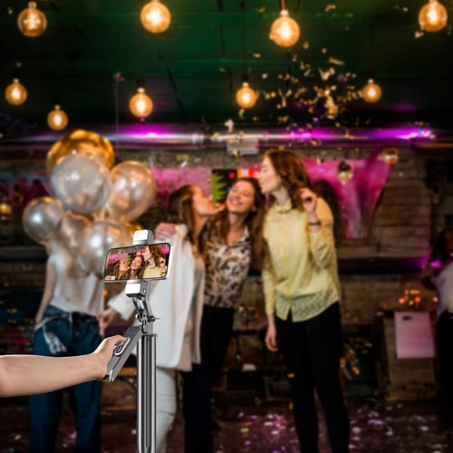 عصا سيلفي 185 سم قابلة للتمديد مع مصابيح مزدوجة قا...