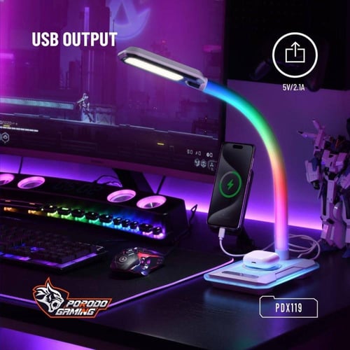 اضاءة مكتب العاب مع قاعدة شحن RGB