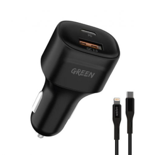 شاحن سيارة بقوة 20 واط مع كيبل ايفون بمنفذين - أسو...