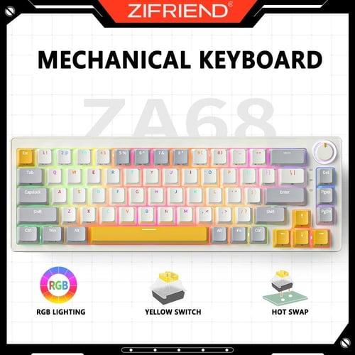 keyboard ZA68 Pro yellow and grey 68%