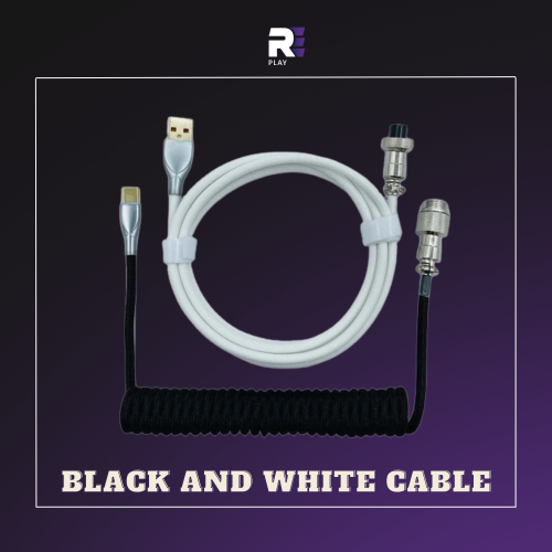 كيبل كيبورد ملفوف ابيض واسود