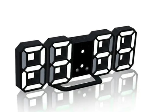 ساعة رقمية ثلاثية الابعاد باللون الاسود LED