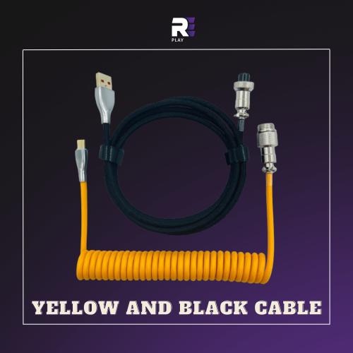 كيبل كيبورد ملفوف اصفر واسود