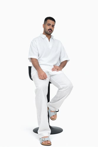 بنطلون أبيض لينن 100%