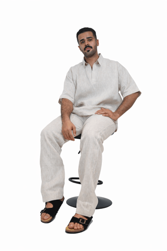 بنطلون بيج لينن 100%