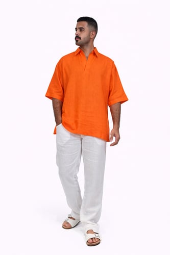 قميص برتقالي نص كم