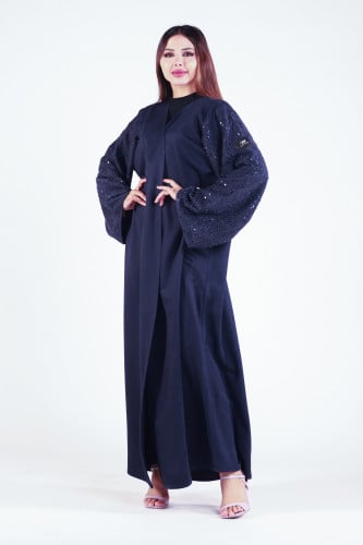 عبايه شموه مع شينل مفتوح كحلي