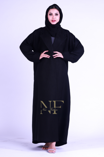 عبايه شتوي شامواه ساده ياقه قلاب