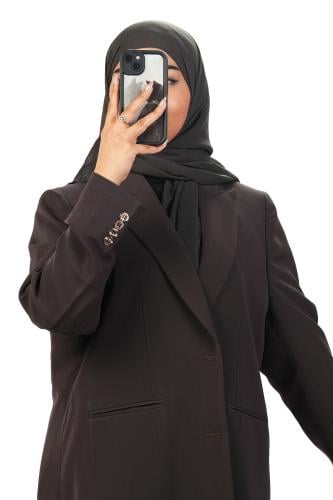 عباية بليزر مبطن قماش كريب مع جيوب