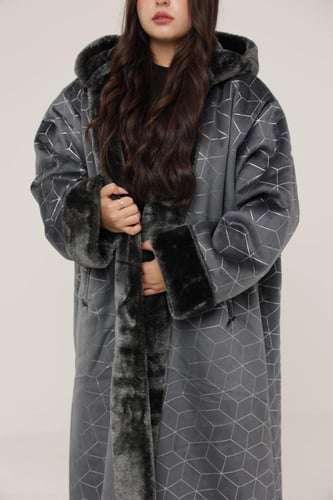 فروه نسائي قماش مخمل بنقشة 3D