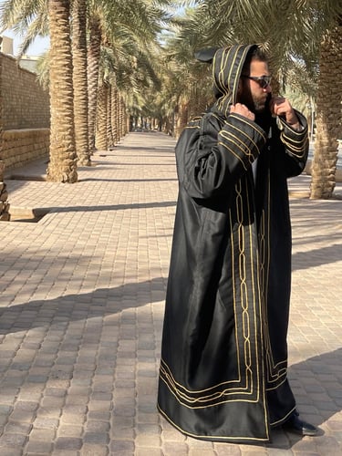 فروه رجالي قماش سيلكا فرو ثقيل تطريز خط عربي مع قب...