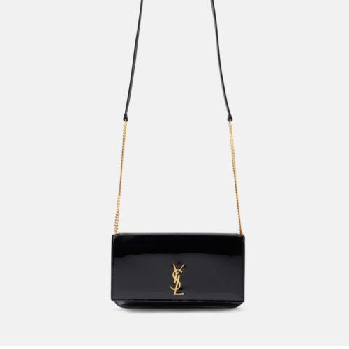 Saint laurent holder phone bag black | حقيبة سان لوران اسود لامع