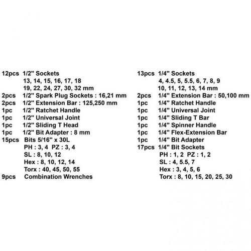 طقم حبوب تايواني 1/2 و 1/4 من 82 قطعة