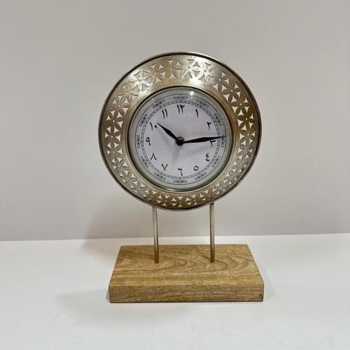 ساعه حديد استند خشب