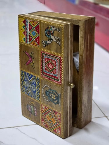 صندوق خشب نقشه نجدي مقاس 24*14*8 سم