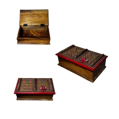 صندوق خشب نقشه نجدي مقاس 24*14*8 سم
