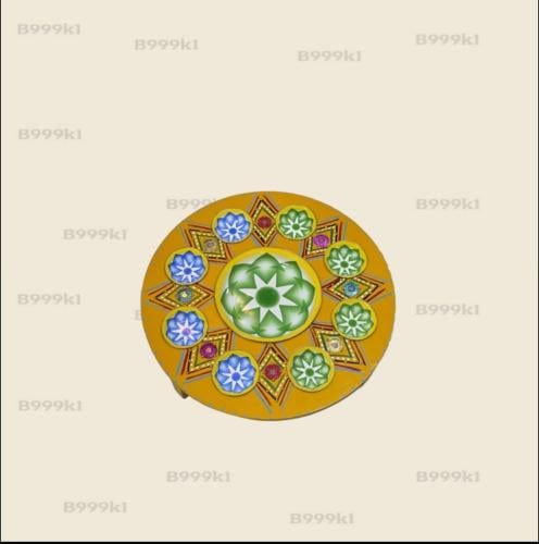 صحن افطار خشب ملون يدوي80*80سم