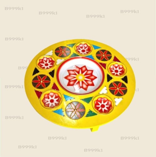 صحن افطار خشب حفر الوان مقاس 80*80سم