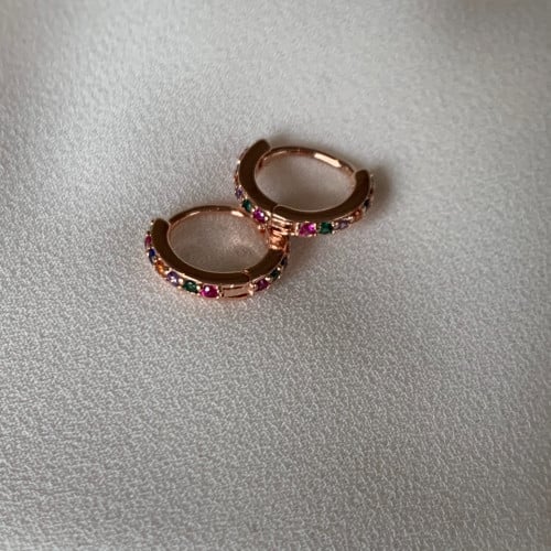 حلق كرستالات ملونة برونزي حبتين 18g