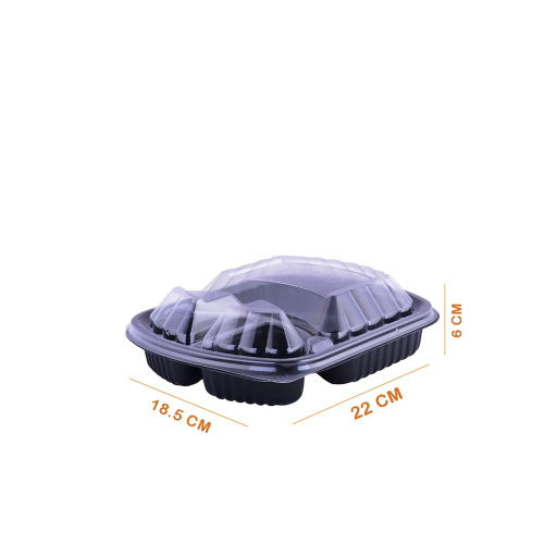 علب بلاستيك للميكرويف بغطاء 3 أقسام مقاس 22-18.5 س...
