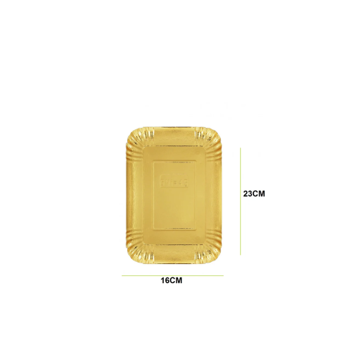 صحن ورقي ذهبي مستطيل الطول 20 سم العرض13.5 سم