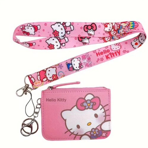 محفظة هيلو كيتي مع تعليقة للرقبة من سنارو اصلية