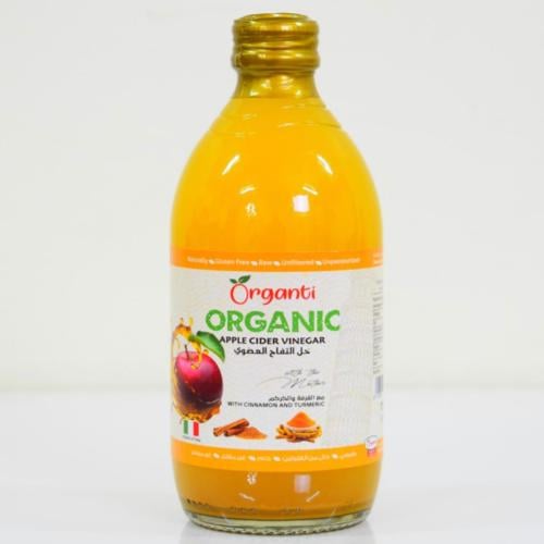 خل تفاح عضوى مع القرفة والكركم ايطالي 500 مل