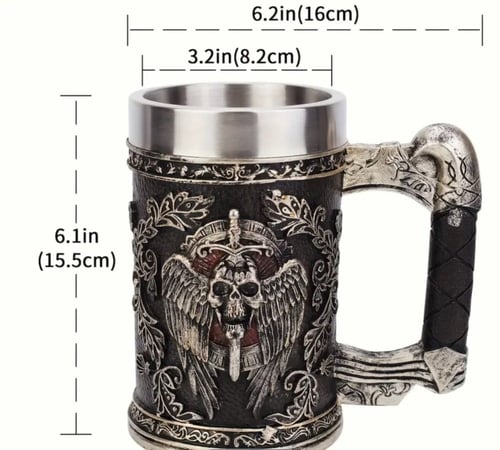 كوب شكل جمجمة باجنحة حصري 450 مل