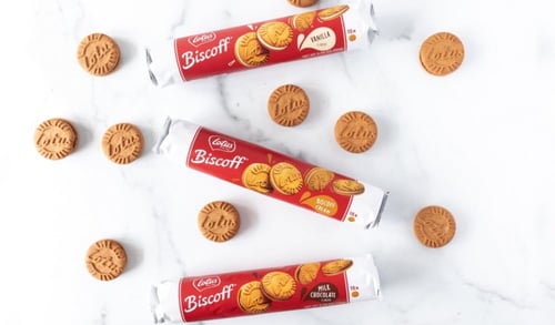 بسكوت ساندويش اللوتس محشي شكولاتة منتج مستورد بلجي...