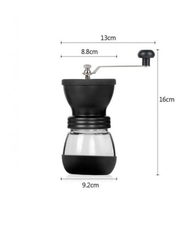 طاحونة يدوية مع و وعاء زجاجي للبُن