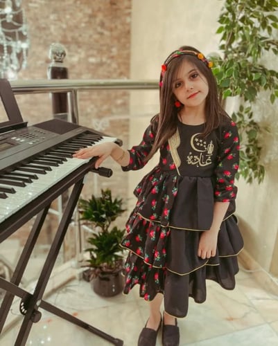 فستان بناتي نصف كم شالكي