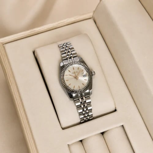 Rolex watch with white dial