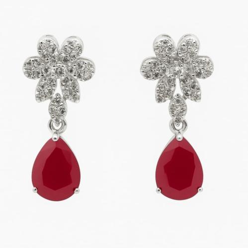 حلق روبي الماس ذهب عيار 18