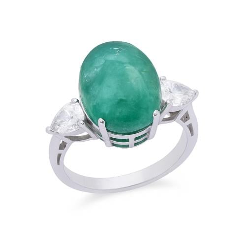 خاتم الماس زمرد ذهب عيار 18