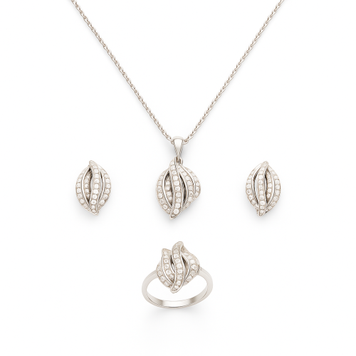 نصف طقم الماس ذهب عيار 18