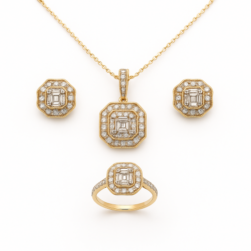 نصف طقم الماس ذهب عيار 18