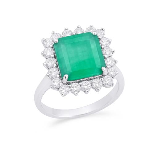 خاتم الماس زمرد ذهب عيار 18