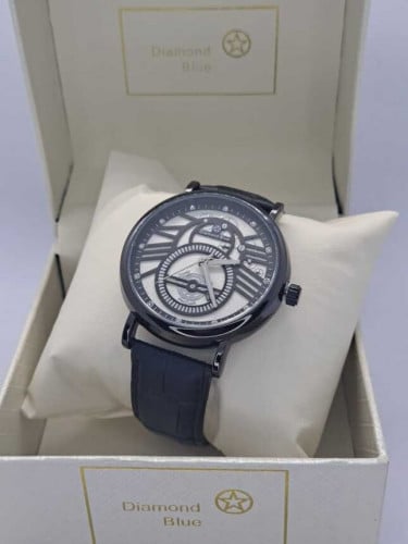 ساعة رجالية جلد A107 دايموند بلو