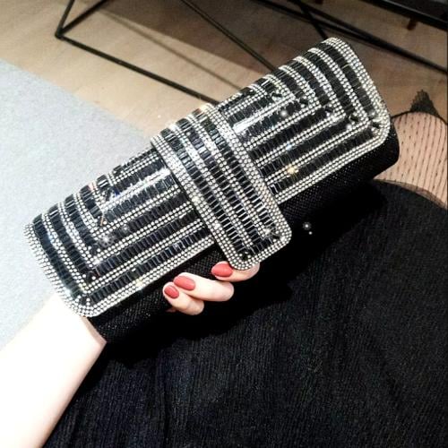 حقيبة سهرة اسود وفضي