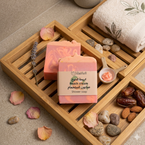 صابون طبيعي عطري للاستحمام برائحة كريمة الخوخ الغن...