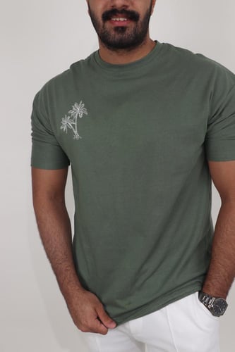 تيشيرت النخل رجالي - زيتي