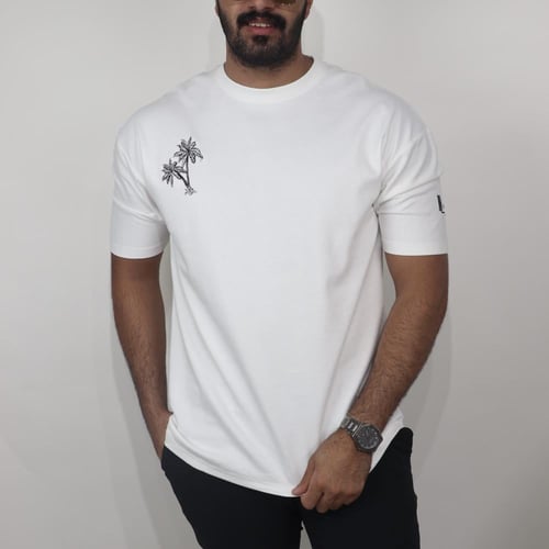 تيشيرت النخل رجالي - ابيض
