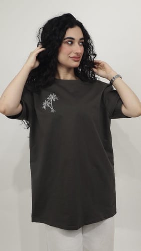 تيشيرت النخل نسائي - زيتي