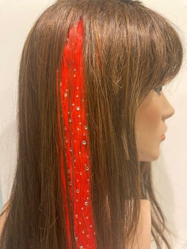 red clip in hair extention with straps