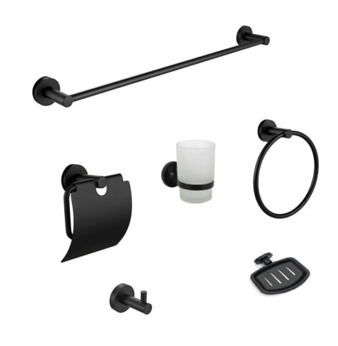 طقم اكسسوارات حمام اسود مطفي الماني